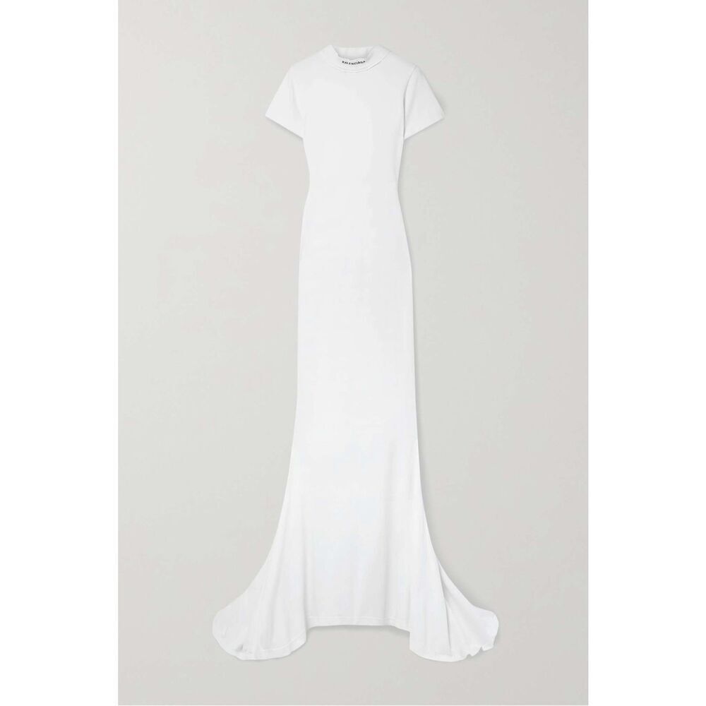 BALENCIAGA Embroidered stretch-cotton jersey maxi dress